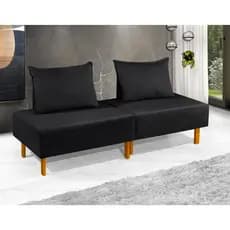 Cama Dobrável Com Encosto Removível Sofá Cama Portátil P/ Camping Viagens Preto -Pronta Entrega