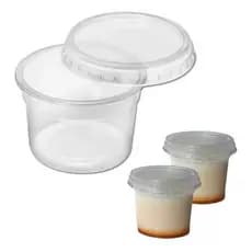 Kit 200un Mini Pote 145ml Redondo C/tampa Transparente Copozan