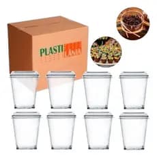 Kit 100Un Copo Pic Acrilico 25ml C/tampa Pet Plastilania
