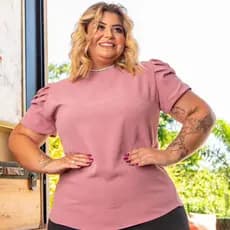 Blusa Manga princesa Estilosa Curta feminina blusinha plus size elegante presente mães