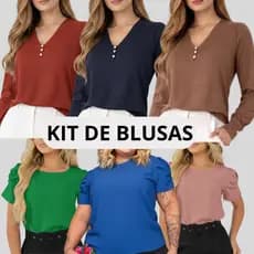 KIT DE BLUSA FEMININA CAMISA MANGA LONGA FRIO INVERNO DIA DAS MÃES ELEGANTE PLUS SIZE
