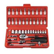 Kit De Ferramentas 46 Peças Jogo De Soquetes Chave Catraca R