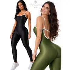 Macacão Academia Feminino Fitness Longo Treino Modelador Duas Cores Yoga Costas Nuas