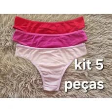 Kit 5 Calcinhas Tanga Algodão Conforto Tanga Básica Cotton Feminina
