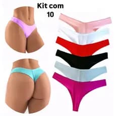 KIT 10 Calcinhas Fio Duplo Levanta Bumbum Confortável Forro em Algodão Sensual