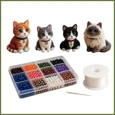 Pequeno 3D Frisado Animal DIY Kit Iniciante-Amigável Bonito Gato 3D Engraçado Beadwork Para Prateleira De Mesa Escritóri