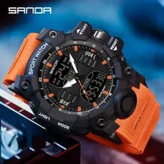 SANDA 6126 Relogio Masculino De Luxo Marca Homens 50M Militares Esportivos À Prova D'água Digital De Quartzo Para