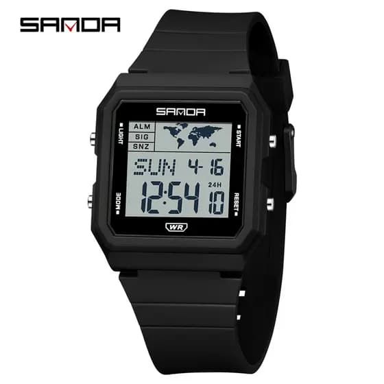SANDA 2217 Esportes Moda Masculina Relógios Eletrônicos Multifuncionais Despertador À Prova D'água Pulseira Digital-2