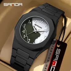 SANDA 9091 Novo Relógio Minimalista Moda Alta Beleza À Prova D'água Masculino Nicho Digital Disco Bicolor De Quartzo-36