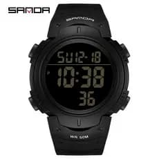 SANDA 2155 Digital Sports Boy Student Men LED Relógios De Pulso Relógio Multifuncional Eletrônico Luminoso À Prova D'águ