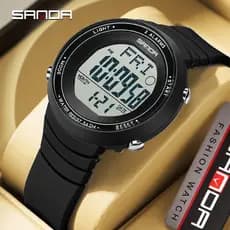 SANDA 9073 Nova Moda Estudante Relógio Eletrônico Grande Mostrador À Prova D'água LED Digital-9