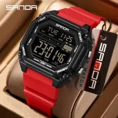 SANDA 6327 Relógio Esportivo Clássico Masculino Alarme Multifuncional À Prova D'água LED Relógios De Pulso Digitais-4