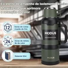 MODUS Garrafa Térmica Galão Térmico 3.6L Aço Inoxidável Para Camping Viagem Trabalho Academia