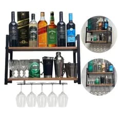 Bar Parede Adega Barzinho Decoração Porta Taças com Prateleira Oferta 100% Oferta