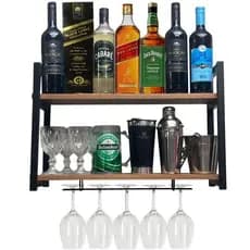 Bar Parede Novo Porta Vinho Taças Estilo Industrial Flutuante Decoração 100% Mdf