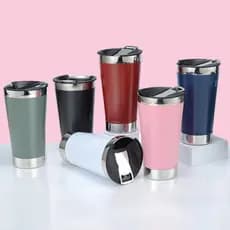 Copo pt varias cores c/ Tampa e abridor 473ml