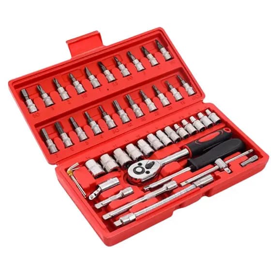 Chaves De Catraca Soquete Chave Allen Kit C/ 46 Peças Maleta