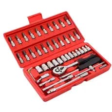 Chaves De Catraca Soquete Chave Allen Kit C/ 46 Peças Maleta