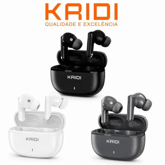 Fone Bluetooth 5.3 Kaidi KD-7026 TWS Sem Fio Touch HD Compatível iOS Android Bateria Longa Duração