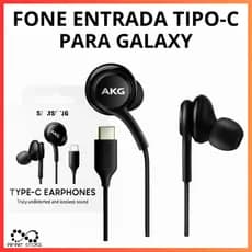 Fone De Ouvido Com Fio Tipo C AKG Com Microfone  Para Galaxy E IOS