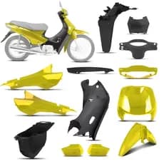 Kit Plástico Carenagem 10 Peças ProTork Completo Biz 100 1998 a 2005 Modelo Honda Interno Externo NF