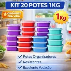 Potes De Plástico 20 Unidades 1 KG Kit Organizador Geladeira Freezer Microondas