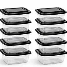 Kit 10 Potes De Plástico 1 Kg Marmita Transparente | Freezer Microondas Organizador