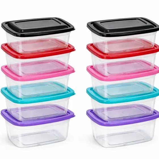 Kit 10 Potes De Plástico 1KG  Marmita Transparente Organizador Freezer Microondas