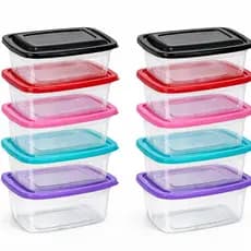 Kit 10 Potes De Plástico 1KG  Marmita Transparente Organizador Freezer Microondas