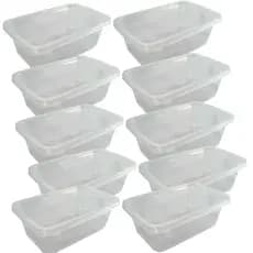 Kit 10 Potes Marmitas 1kg Plástico Resistente Com Tampas BPA Free