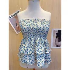 Blusinha Cropped Estampado tomara que caia Feminino