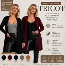 Kit 2 Cardigan Kimono Feminino Tricot Alongado Manga Longa