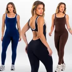 Macacão Fitness Feminino Academia Suplex Modelador Treino Costas Abertas Roupa de Academia