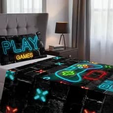 Jogo Lençol Cobre Leito Games + Fronha Quarto Infantil