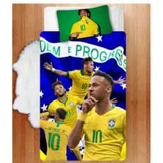Jogo Duas Peças Lençol Cobre  + Fronha Quarto Infantil Futebol NJ