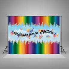 Painel Fundo Fotografico 3D Em Tecido ABC, Formatura, Escolar