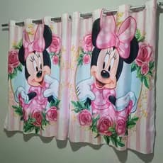 Cortina Infantil Temas Variados Quarto Semi Blackout Minnie
