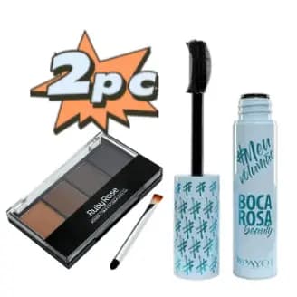 KIT 2 Mascara Para Cilios+Sombra Para Sobrancelhas Ruby Rose