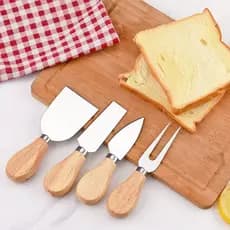 Conjunto Petisqueira Tábua Queijo E Frios Três Espátulas Conjunto Jogo P/ Cortar Queijo 4 Pçs Inox Kit Facas Espátula