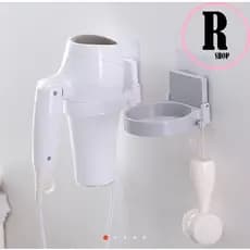 Suporte / Porta Secador De Cabelo De Alta Qualidade Com Parede Em Abs Para Banheiro / Prateleira / Organizador