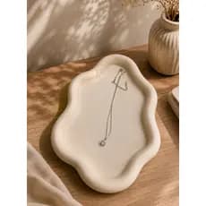 Bandeja Decorativa de Mesa Minimalista Bege | Porta Joias | Porta Chaves | Porta Treco