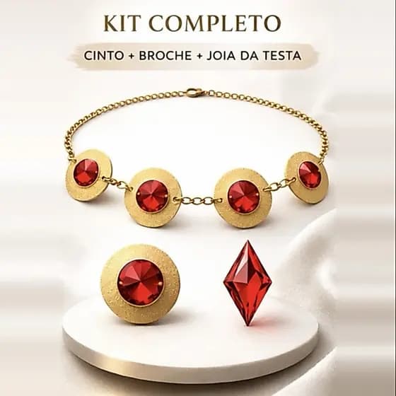 Kit Acessórios Ravena Jovens Titãs Cinto Broche Joia Testa Cosplay Halloween