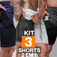Shorts Para Academia Bermuda 2 em 1 Forrados bolso interno extra Original