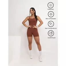 Macaquinho Fitness Feminino Modelador Zero Transparência Academia Cós Alto