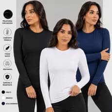 Blusa Térmica segunda oele Feminina Premium Peluciada por Dentro Dry Fit Segunda PeleFlanelada Outono/Inverno