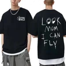 Camisa Camiseta Oversized Básica Travis Scott Algodão Streetware Larga Estilosa Look Mon I Can Fly Confortavel