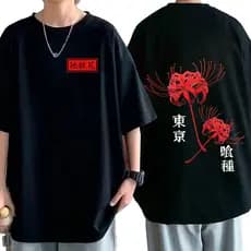 Camisa Camiseta Oversized Unissex Tokyo Ghoul Spider Lily Anime Japonês Graphic Print Confortavel