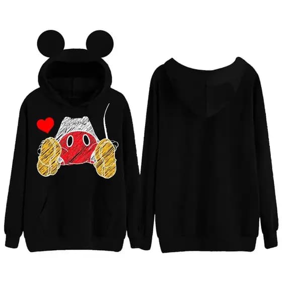 Blusa Moletom Orelhinha Feminino Mickey Desenho Disney Top