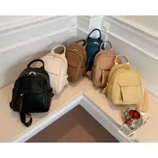 Mochila feminina média de couro para passeio faculdade escola