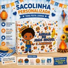 Sacolinha personalizada festa junina menino/Arraiá/São João/Lembrancinha infantil/Fazemos qualquer tema